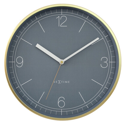 NeXtime Nova Wall Clock 30cm - Gold & Pigeon Blue