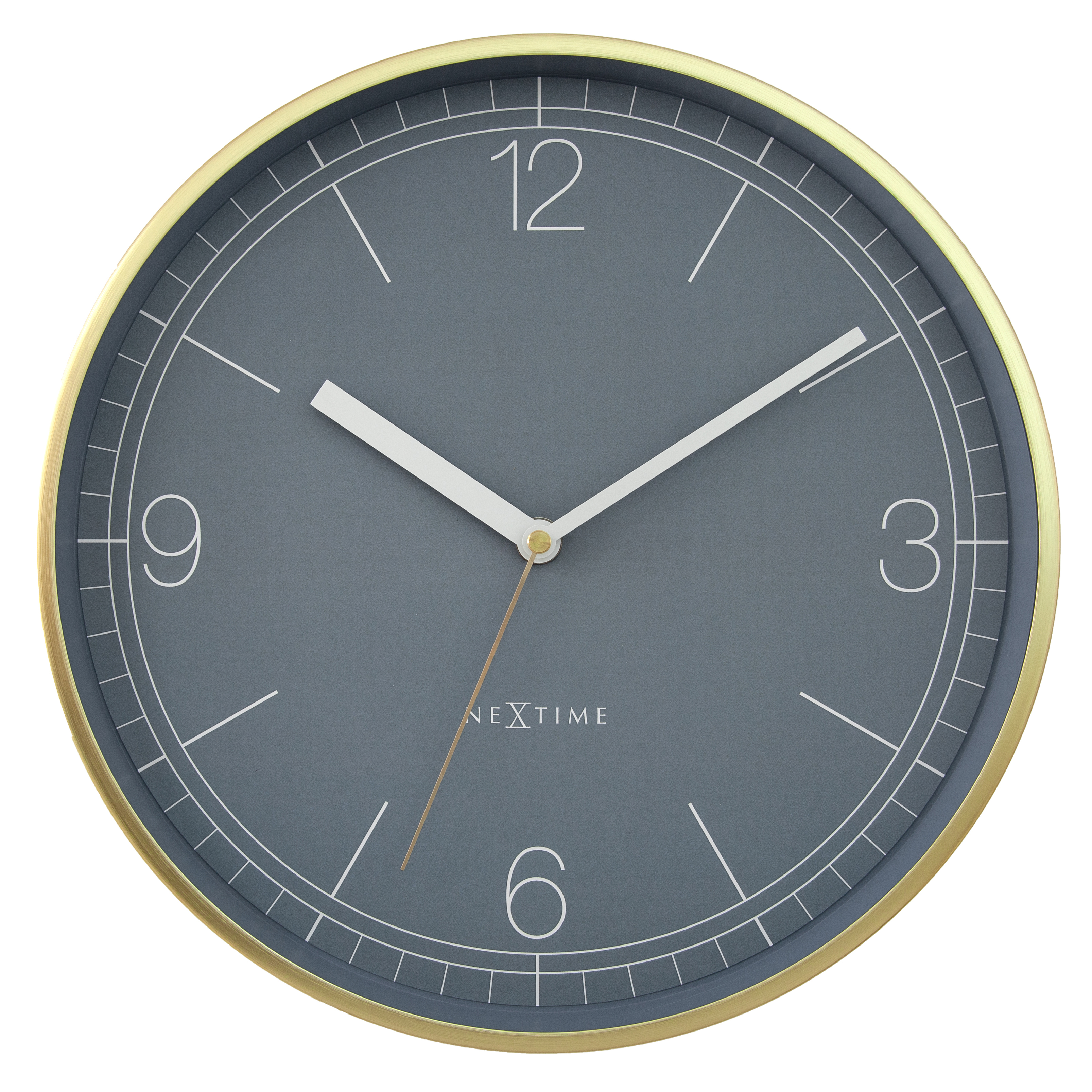 NeXtime Nova Wall Clock 30cm - Gold & Pigeon Blue