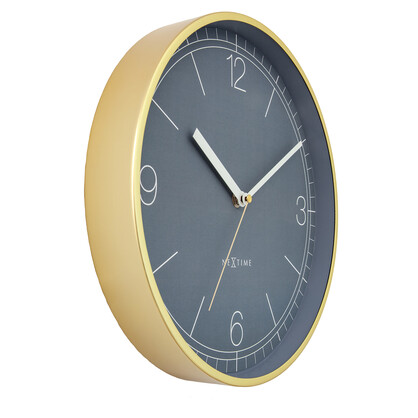 NeXtime Nova Wall Clock 30cm - Gold & Pigeon Blue