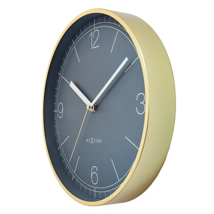 NeXtime Nova Wall Clock 30cm - Gold & Pigeon Blue