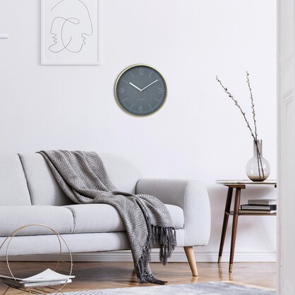 NeXtime Nova Wall Clock 30cm - Gold & Pigeon Blue