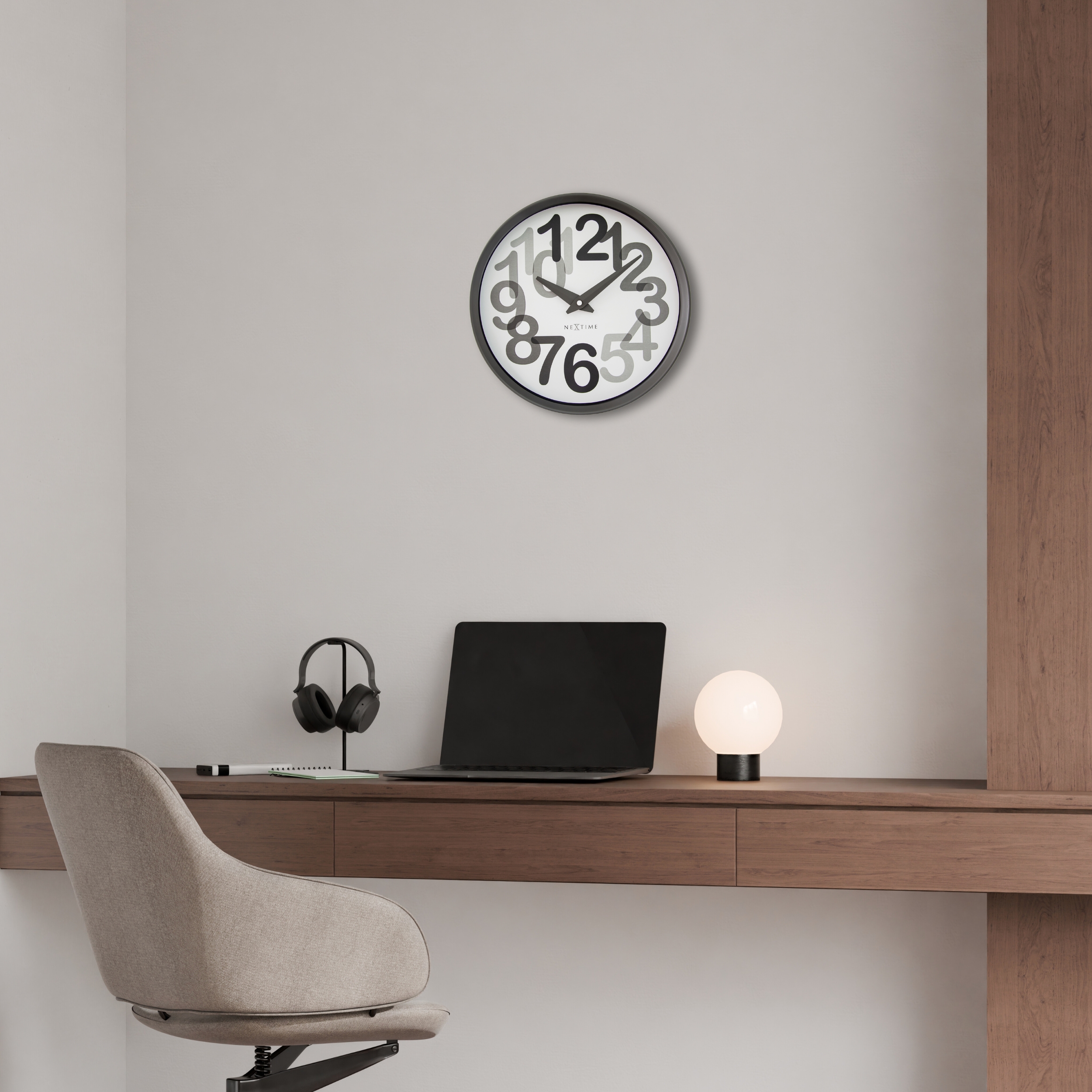 NeXtime Big Number Wall Clock 30cm - Charcoal Grey