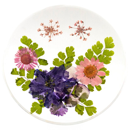 Resin Coaster Handcrafted with Real Flowers - Assorted 10x10x0.6cm