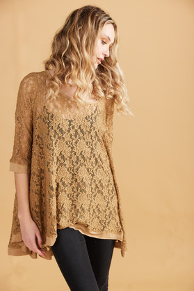 Lily Lace Top. Nutmeg