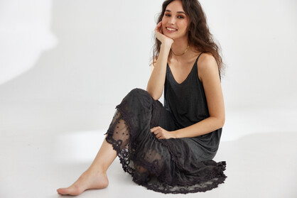 Evangeline lace dress. Charcoal
