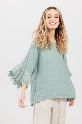 Ellie linen & Lace top. Size S/M. Assorted colours