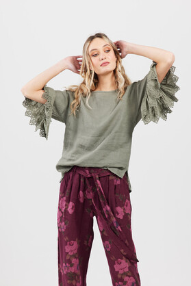 Ellie linen & Lace top. Size S/M. Assorted colours