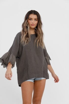 Ellie linen & Lace top. Size S/M. Assorted colours