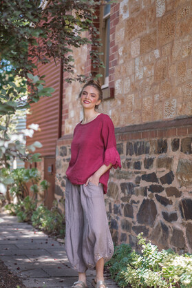 Ellie linen & Lace top. Size S/M. Assorted colours