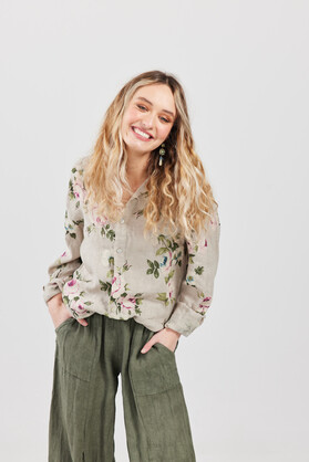 Rupert Boyfriend shirt floral. Bordeaux