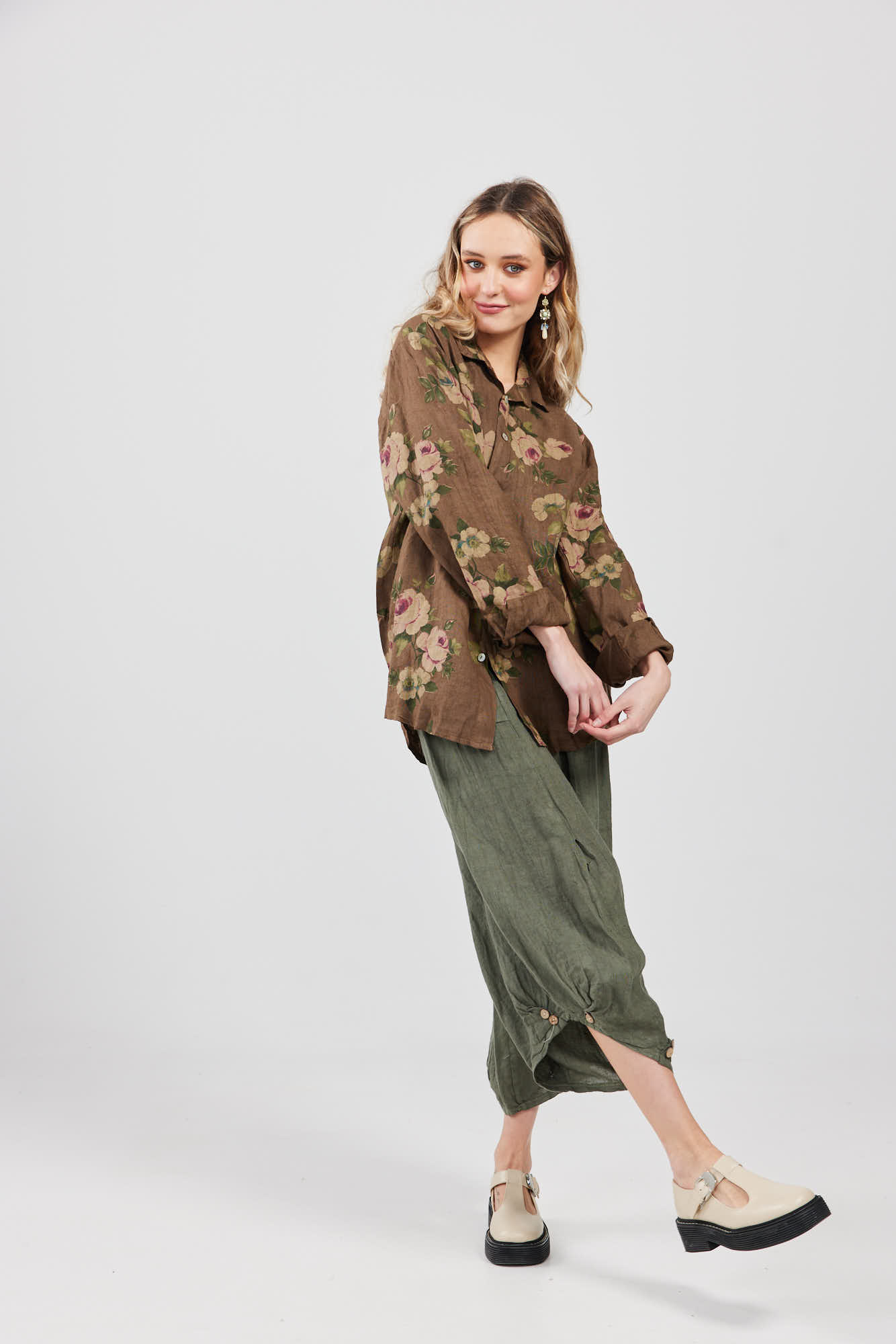 Rupert Boyfriend shirt floral. Bordeaux
