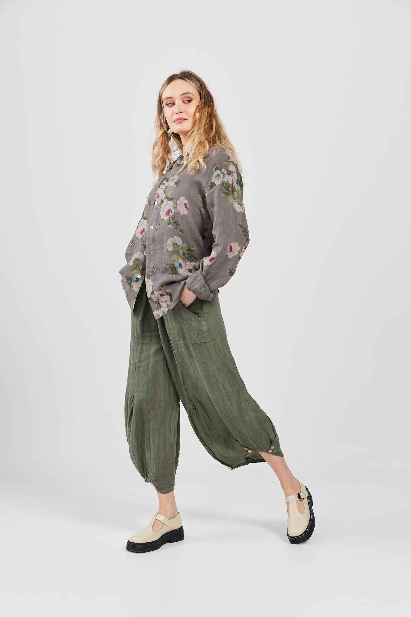 Rupert Boyfriend shirt floral. Bordeaux