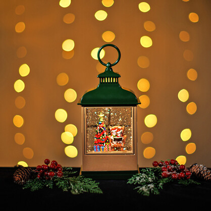 Snowing Green Hamptons Lantern Small/ Little Mice Reading