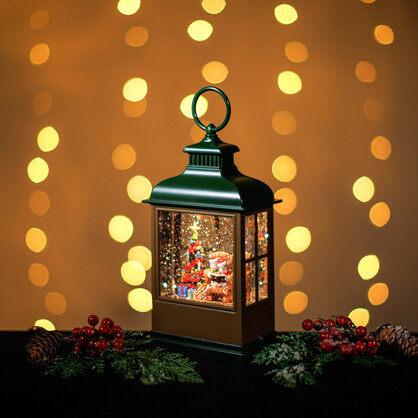 Snowing Green Hamptons Lantern Small/ Little Mice Reading