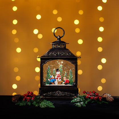 Snowing French Lantern Large / Snowman