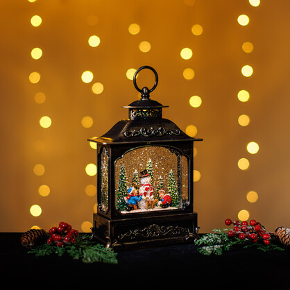 Snowing French Lantern Large / Snowman