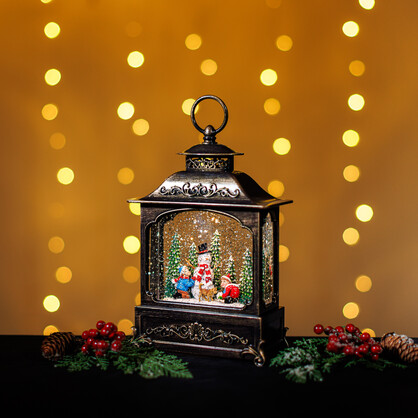Snowing French Lantern Large / Snowman