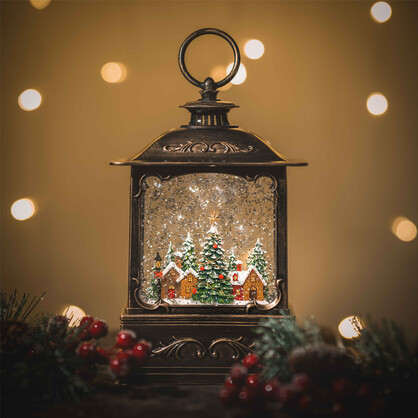 Snowing French Lantern Small / Xmas Town