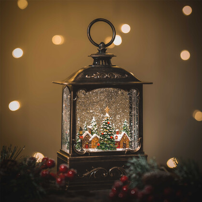 Snowing French Lantern Small / Xmas Town
