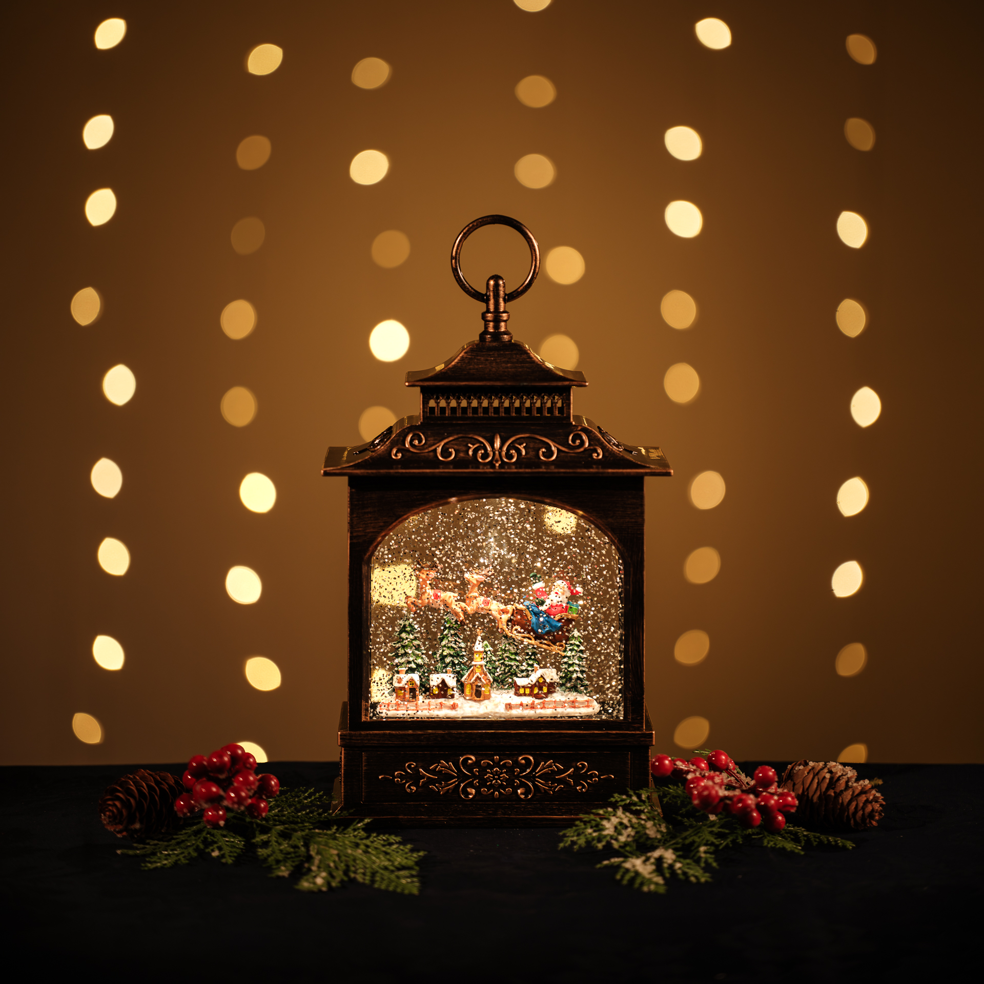Snowing French Lantern / Santa Sleigh
