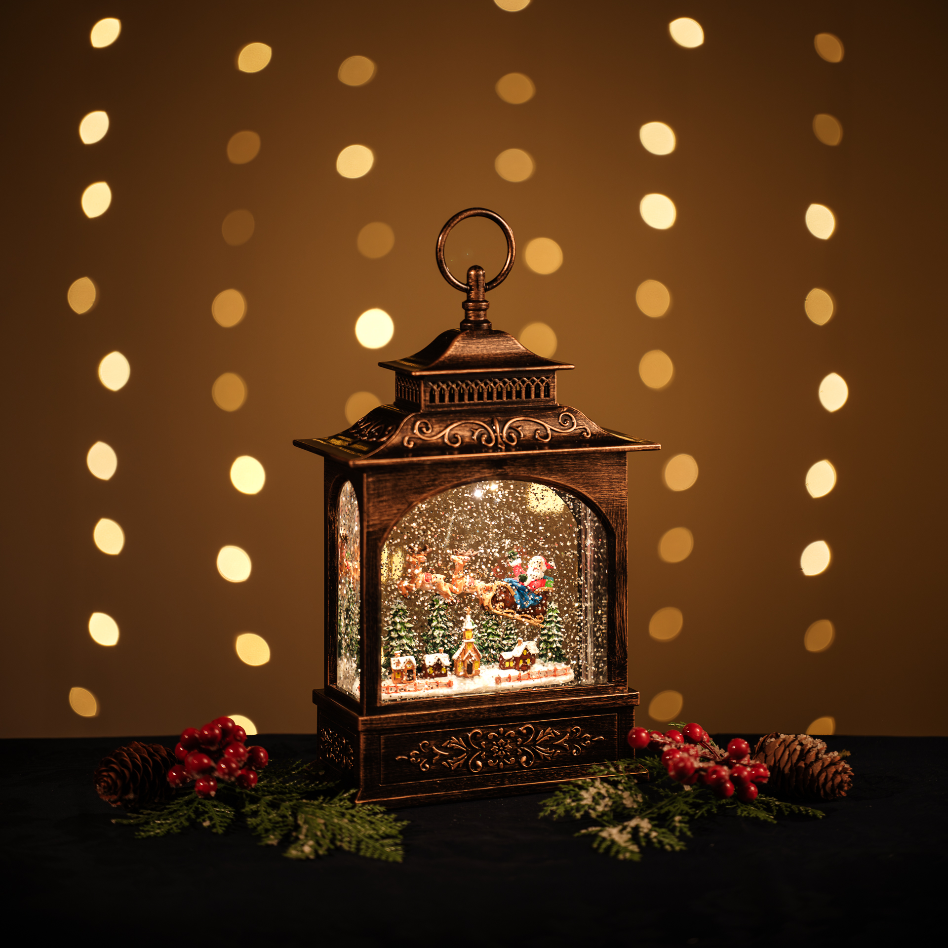 Snowing French Lantern / Santa Sleigh