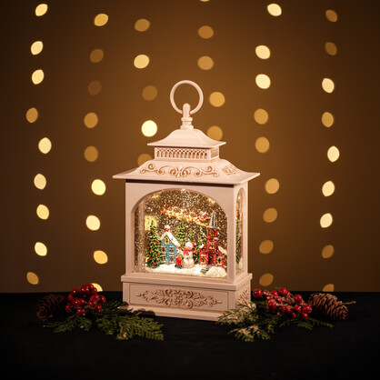 Snowing French Lantern / Santa Sleigh & Snowman