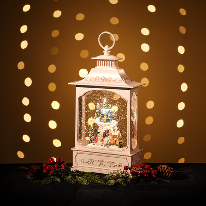 Snowing Tall French Lantern / Snowman
