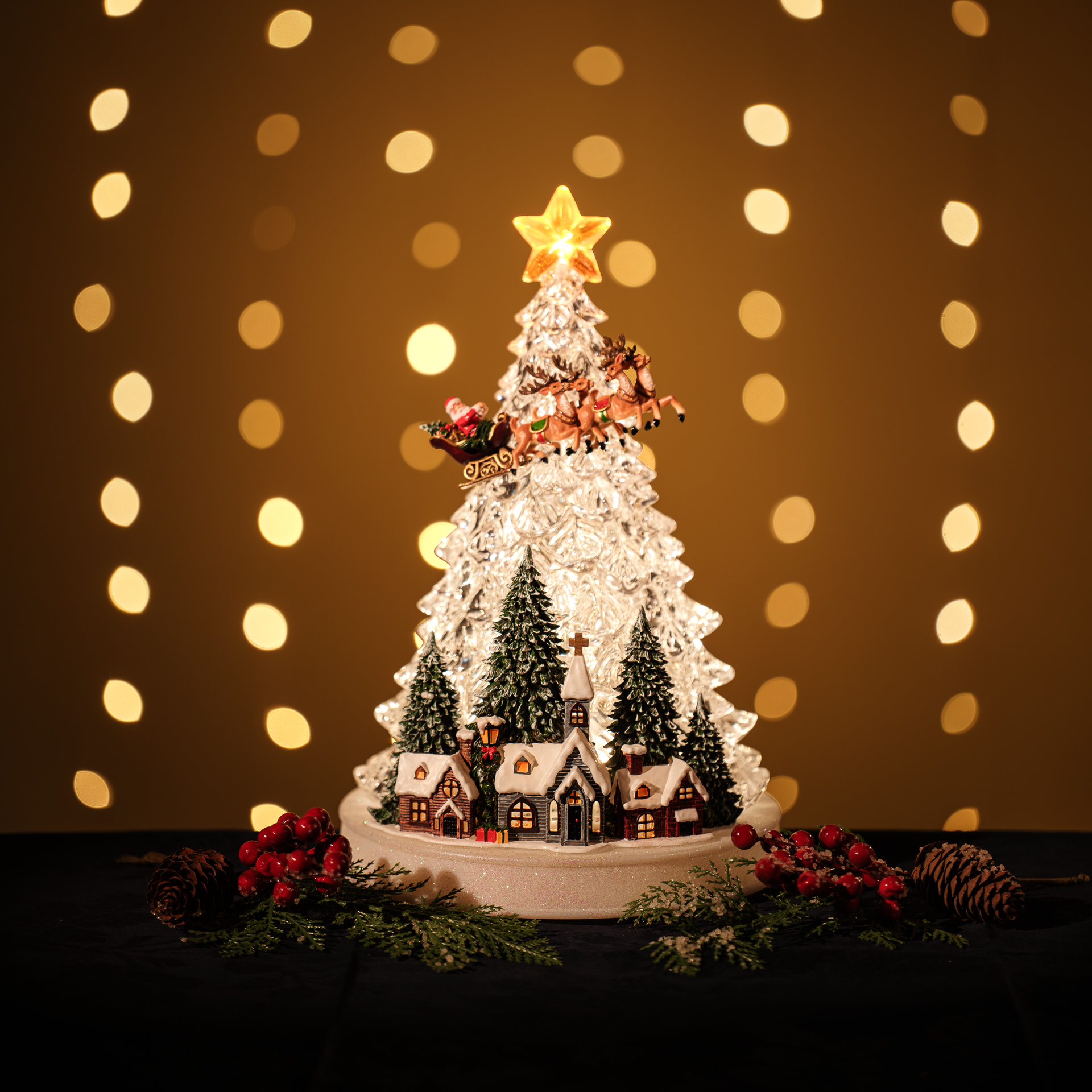 Wholesale Snowing Crystal Tree / Santa Sleigh - Xmas & Co. - Fieldfolio
