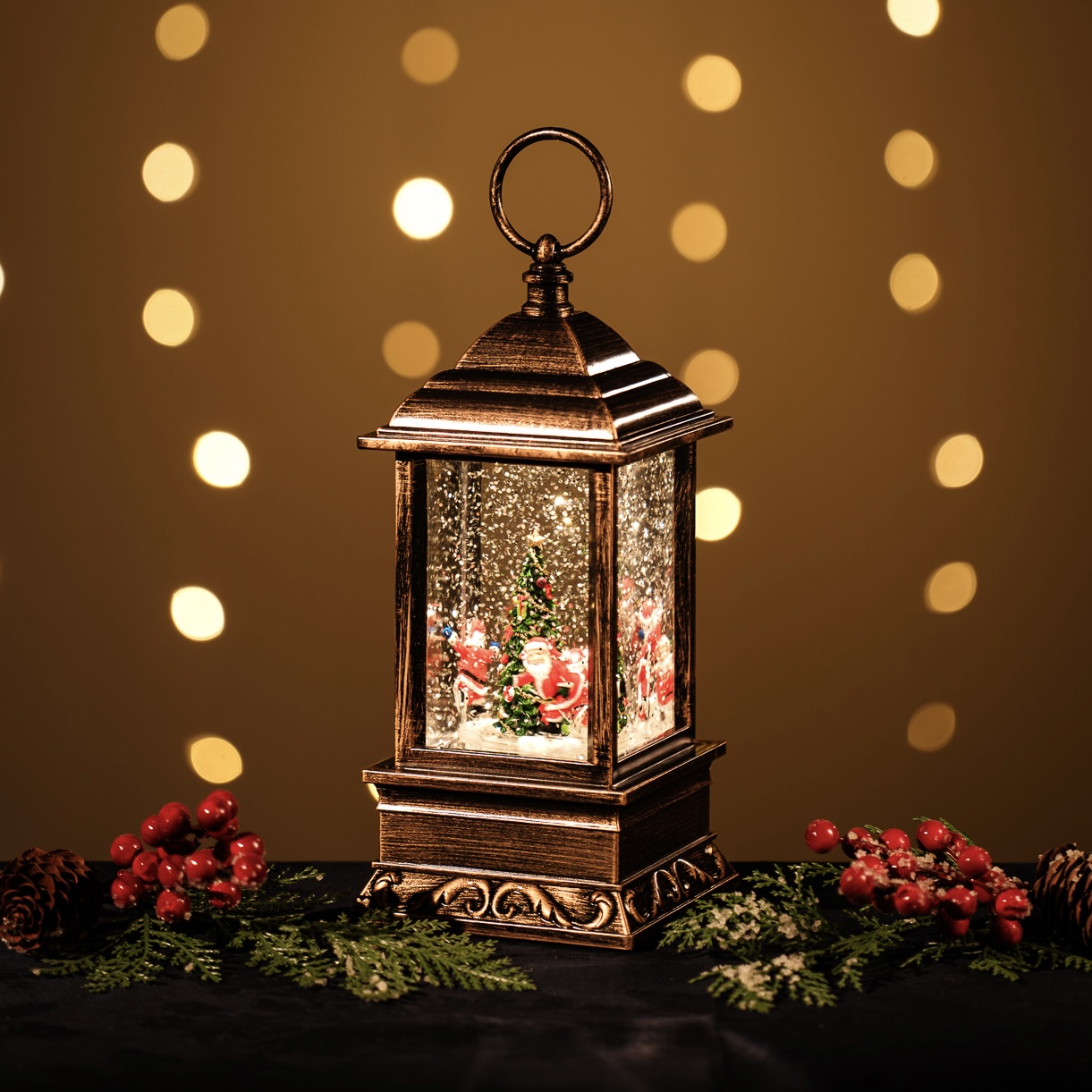 Medium Malta Lantern /Rotating Santa