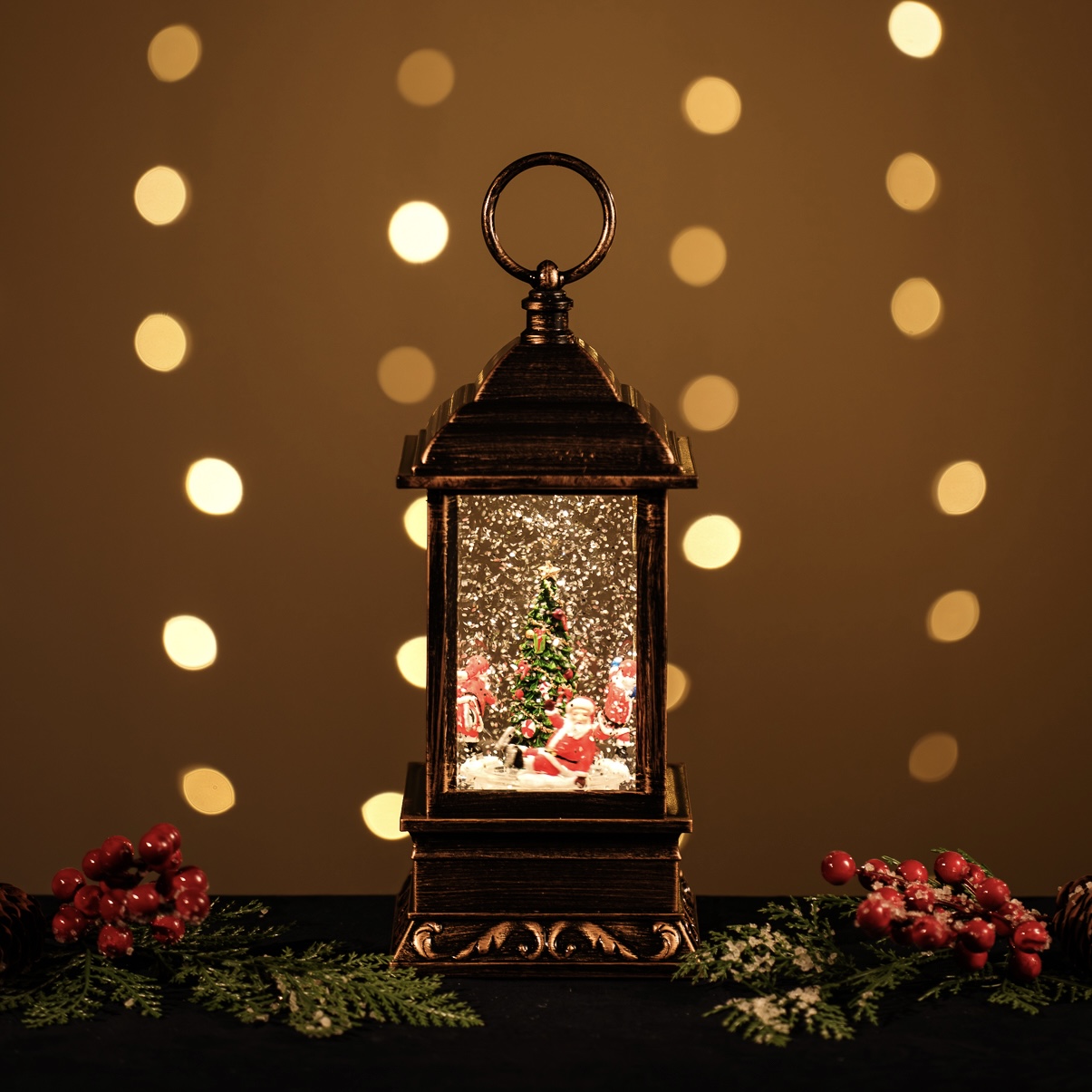 Medium Malta Lantern /Rotating Santa