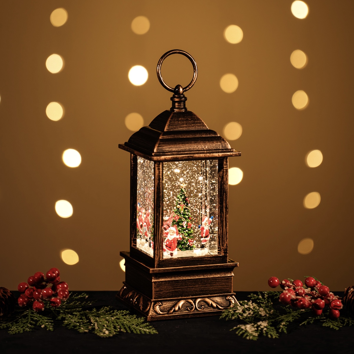 Medium Malta Lantern /Rotating Santa