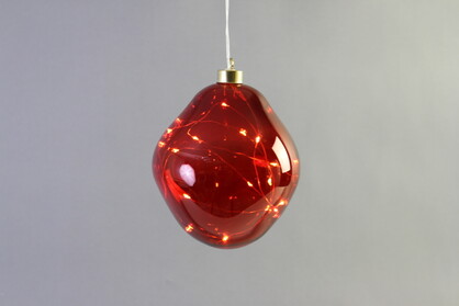 15cm LED Organic Glass Ball with Burgundy