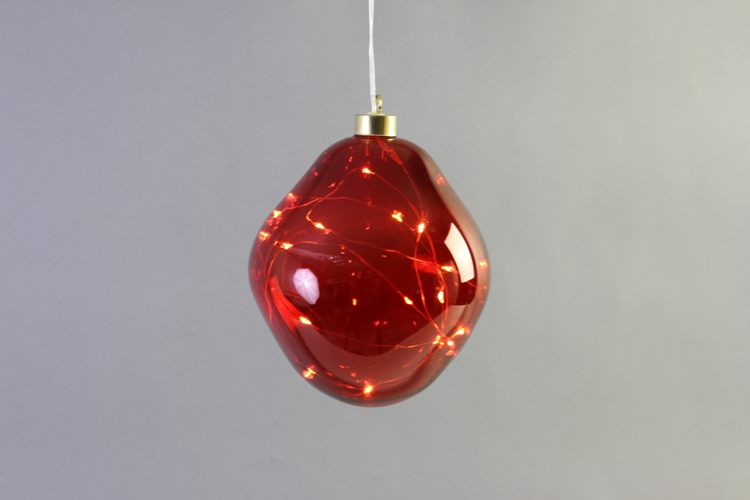 15cm LED Organic Glass Ball with Burgundy