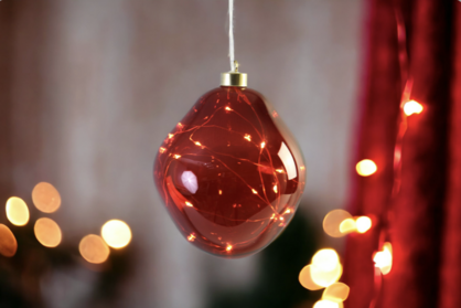 15cm LED Organic Glass Ball with Burgundy