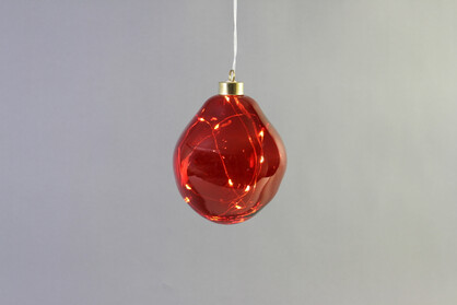 12cm LED Organic Glass Ball with Burgundy