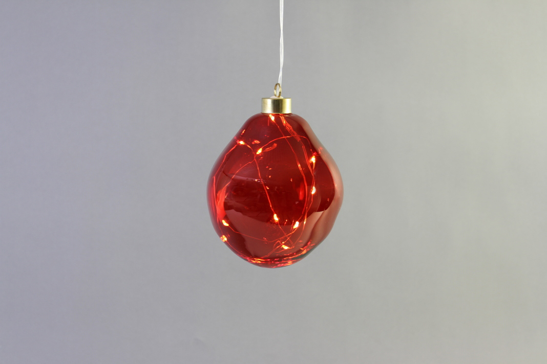 12cm LED Organic Glass Ball with Burgundy