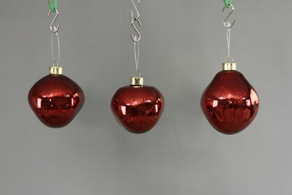 10cm x 3pc Organic Glass Ball Set Burgundy Mercury