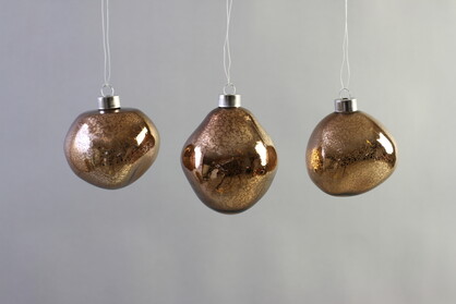 10cm x 3pc Organic Glass Ball Set Brown Mercury