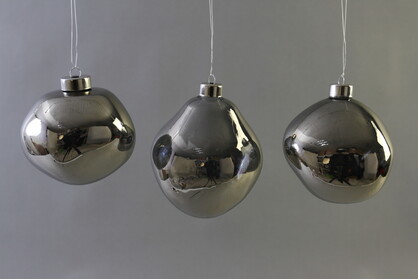 10cm x 3pc Organic Glass Ball Set Antracite
