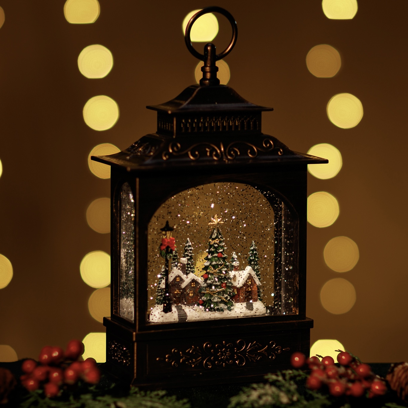 Snowing French Lantern w/ Xmas Town