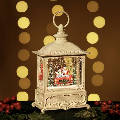 Snowing French Lantern w/ Santa Snowman Car