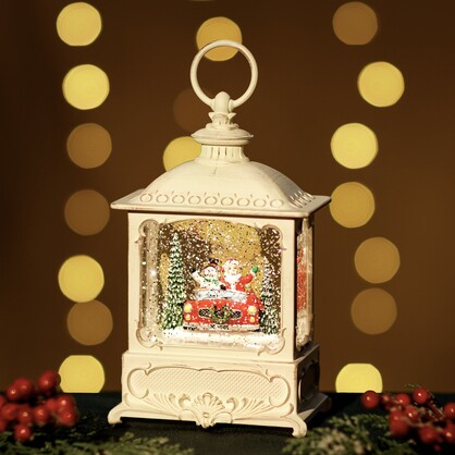 Snowing French Lantern w/ Santa Snowman Car