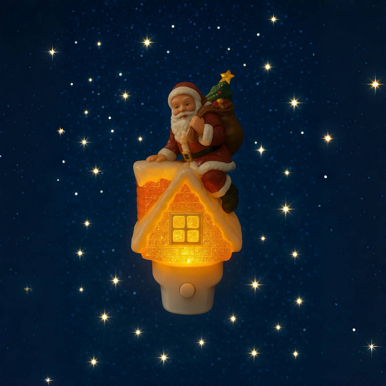 Twinkle Tide Plug-in Night Light w/ Santa on Chimney