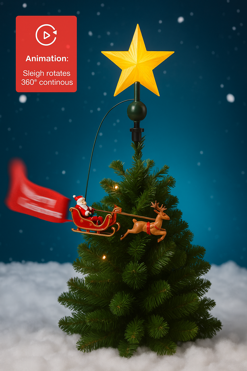Wholesale Tree Top Star w/ Rotating Sleight - Xmas & Co. - Fieldfolio