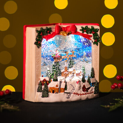Snowing Xmas Book / Santa Sleigh