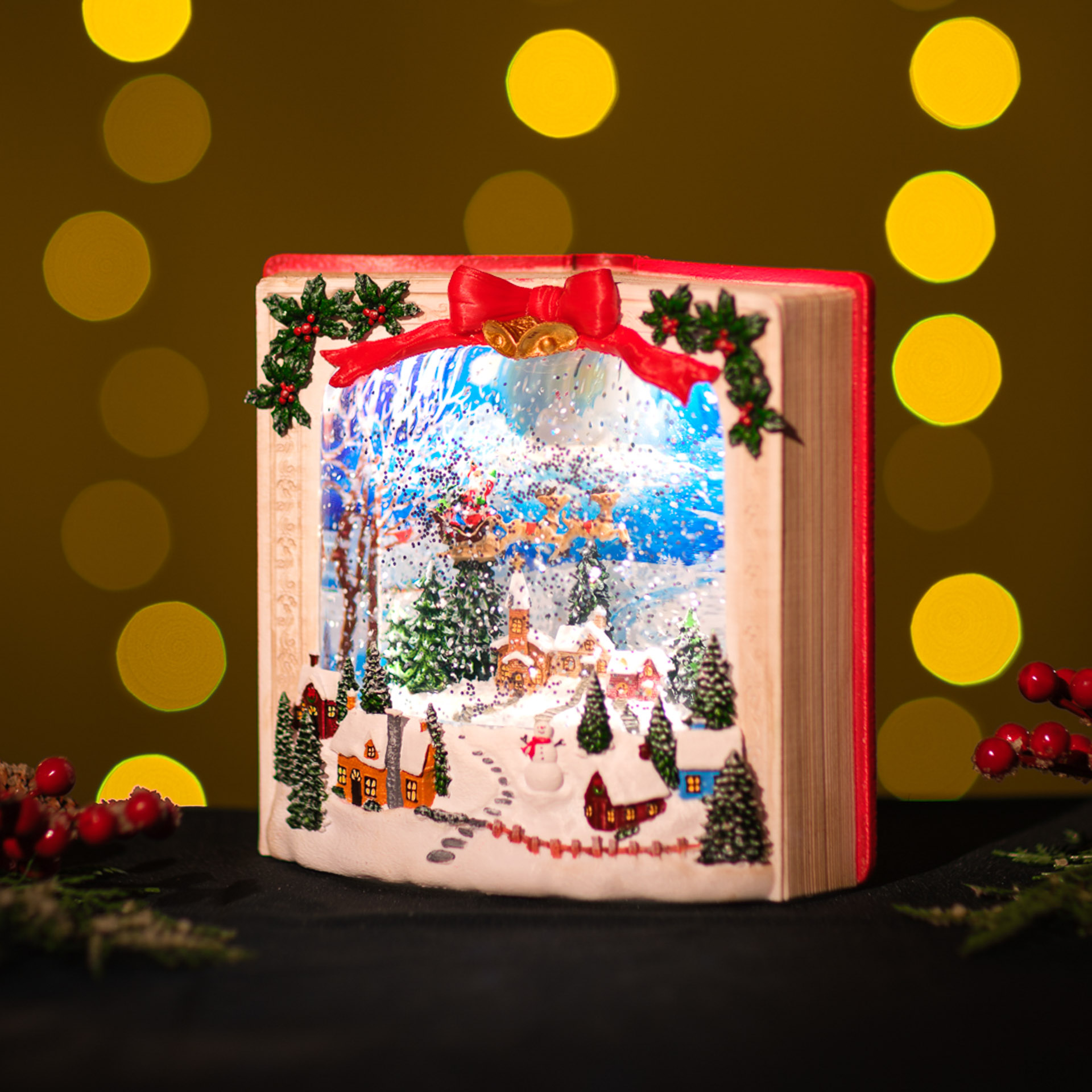 Snowing Xmas Book / Santa Sleigh