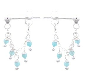 Petite spheres of chalcedony, this design features a delicate chain loop that holds the spheres, allowing the stud earrings to sway gently.