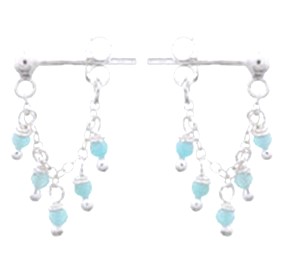 Petite spheres of chalcedony, this design features a delicate chain loop that holds the spheres, allowing the stud earrings to sway gently.