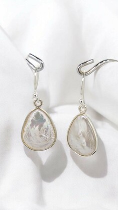 Baroque Pearl Teardrop Sterling Silver Dangle Earrings