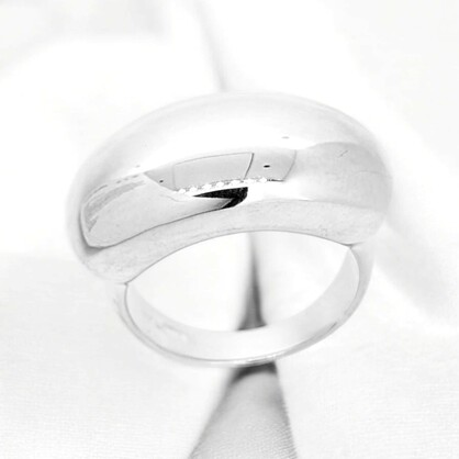 Sterling Silver Statement Ring with Large Curved Platform Atop